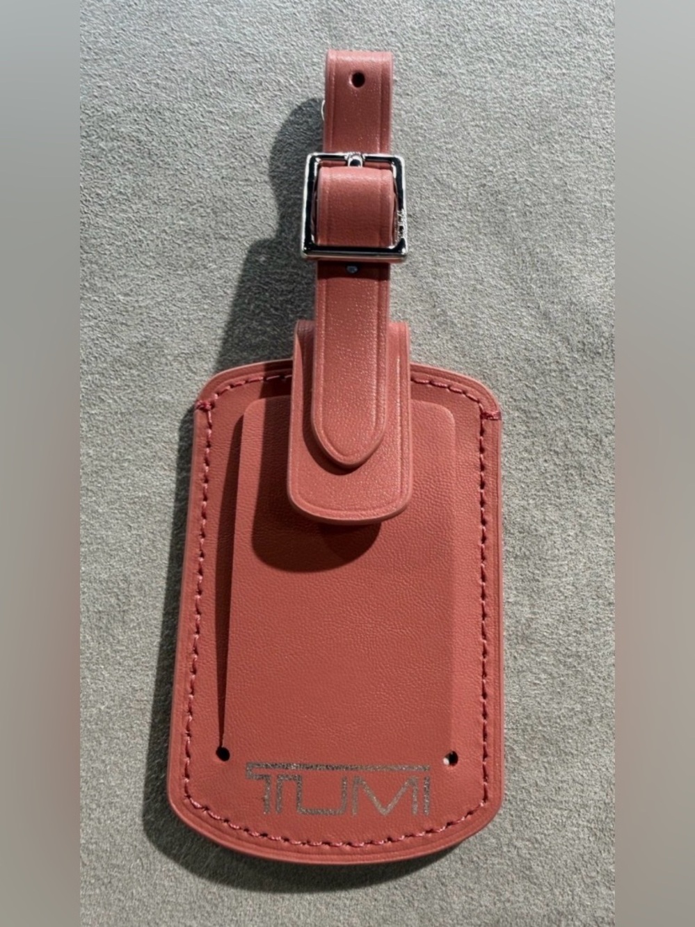 NEW Tumi 3.625” x 2.25” Leather Luggage Name Tag w/ Buckle - ROSE